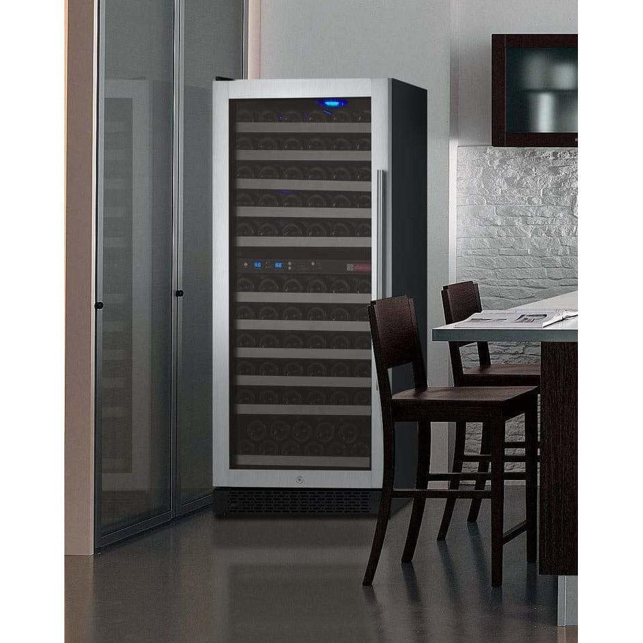 Allavino 121 Bottle FlexCount II Tru-Vino Dual Zone Stainless Steel Left Hinge Wine Cooler VSWR121-2SL20 I Luxury Appliances Direct