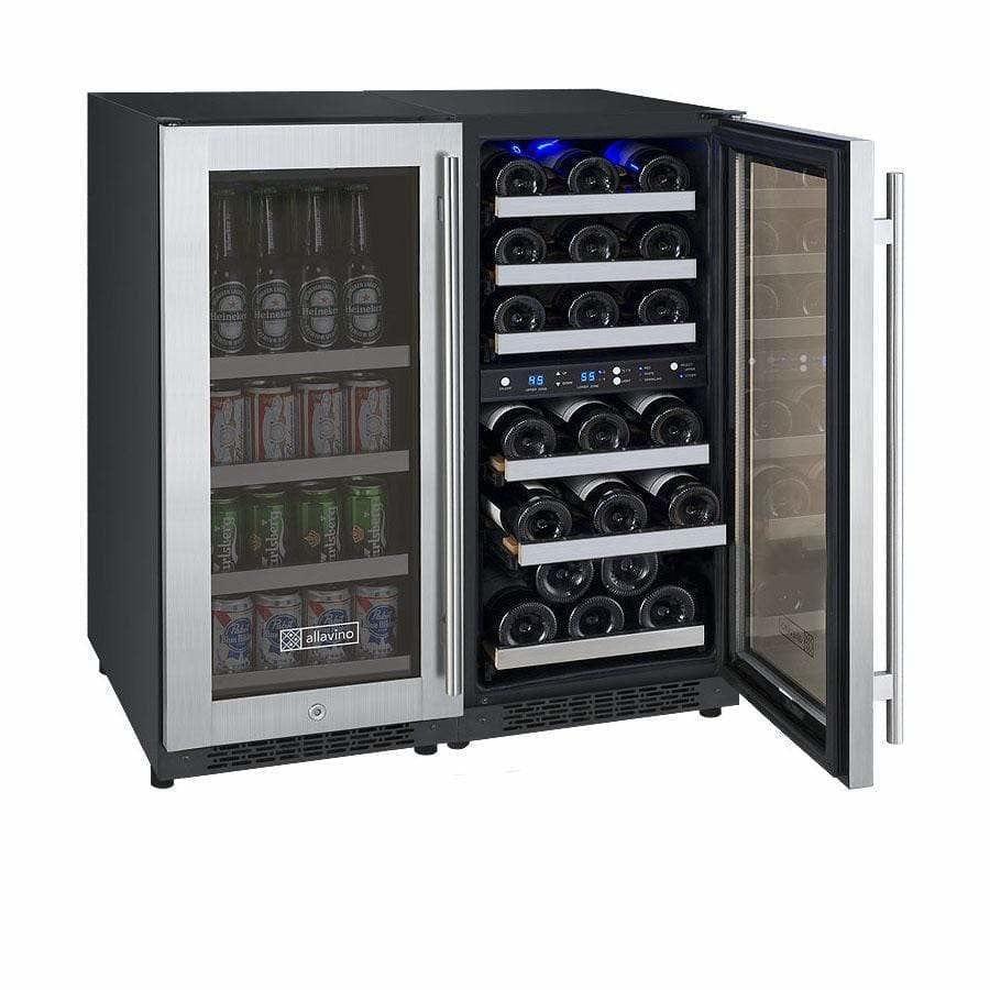 Allavino FlexCount Dual Zone Wine and Beverage Fridge 3Z-VSWB15-3SST I Luxury Appliances Direct
