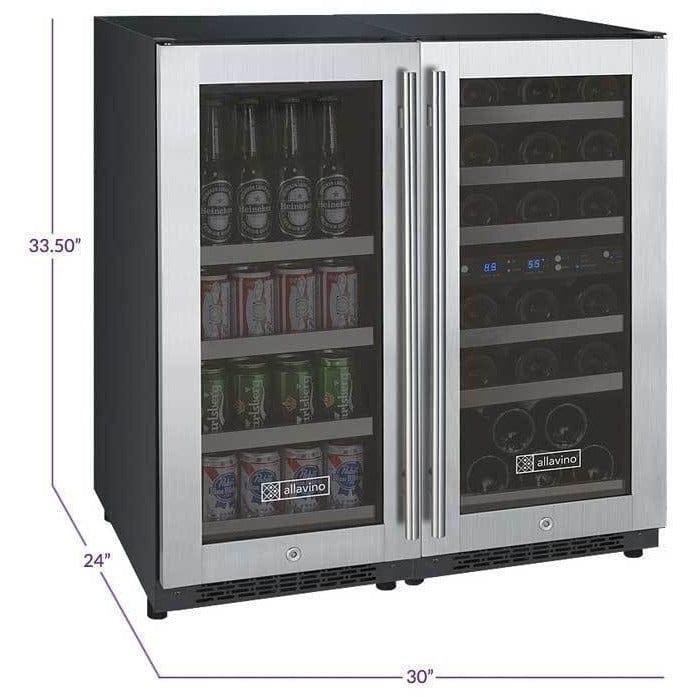 Allavino FlexCount Dual Zone Wine and Beverage Fridge 3Z-VSWB15-3SST I Luxury Appliances Direct
