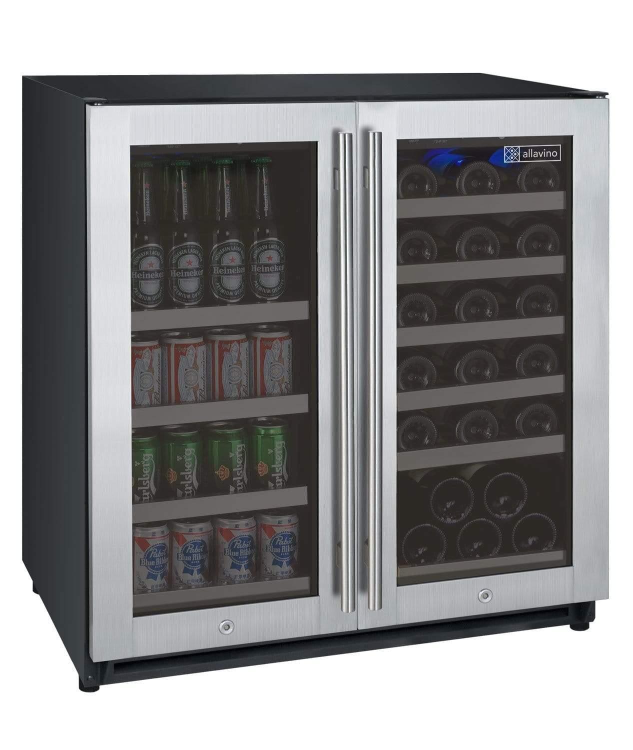 Allavino FlexCount II Tru-Vino 1.0 Amps 30 Bottle/88 Can Dual Zone Beverage/Wine Fridge VSWB30-2SF20 I Luxury Appliances Direct