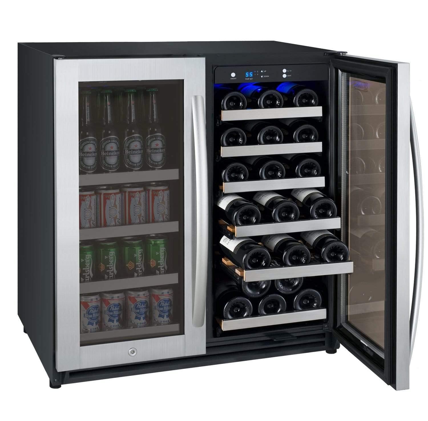 Allavino FlexCount II Tru-Vino 1.0 Amps 30 Bottle/88 Can Dual Zone Beverage/Wine Fridge VSWB30-2SF20 I Luxury Appliances Direct