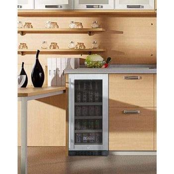 Allavino FlexCount II Tru-Vino 15" Wide Stainless Steel Right Hinge Beverage Fridge VSBC15-SR20 I Luxury Appliances Direct