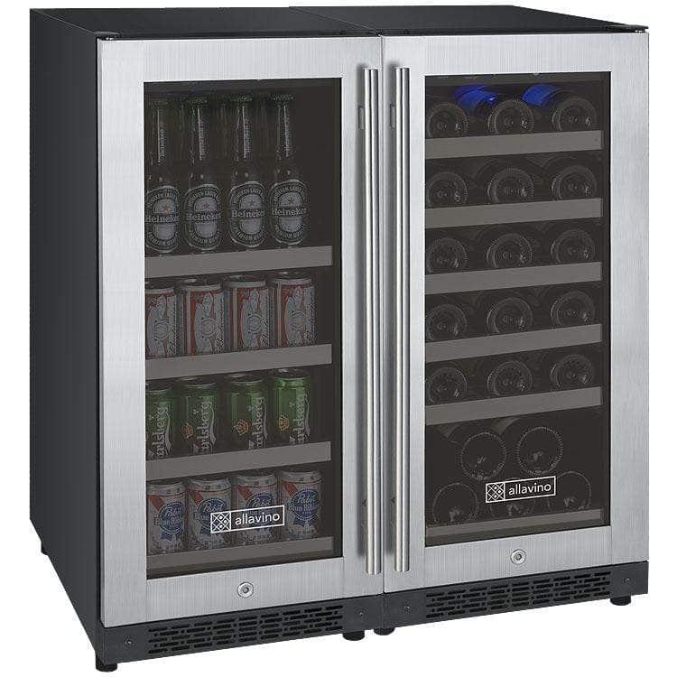 Allavino FlexCount II Tru-Vino 2.3 Amps 30 Bottle/88 Can Dual Zone Beverage/Wine Fridge 3Z-VSWB15-2S20 I Luxury Appliances Direct