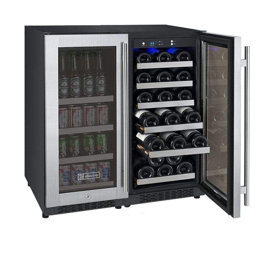 Allavino FlexCount II Tru-Vino 2.3 Amps 30 Bottle/88 Can Dual Zone Beverage/Wine Fridge 3Z-VSWB15-2S20 I Luxury Appliances Direct
