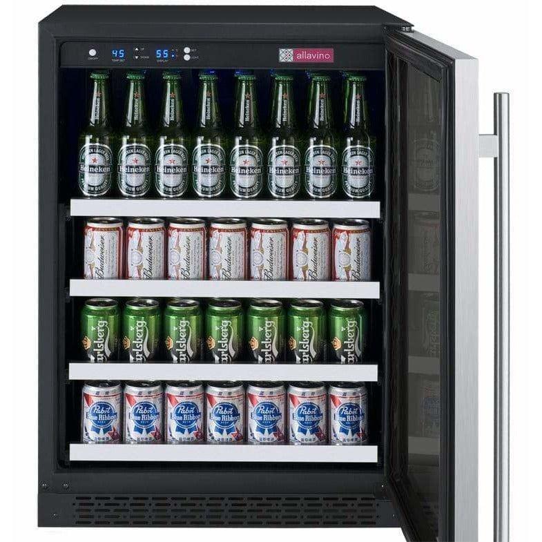 Allavino FlexCount II Tru-Vino 24" Wide Stainless Steel Left Hinge Beverage Fridge VSBC24-SL20 I Luxury Appliances Direct