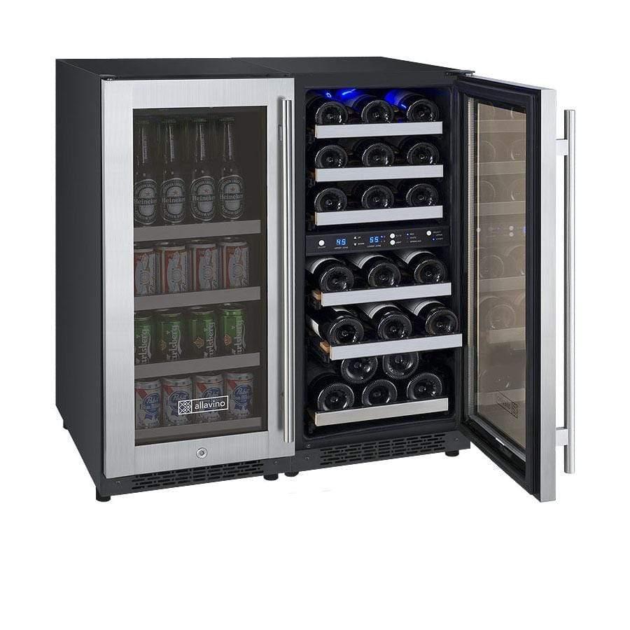 Allavino FlexCount II Tru-Vino 30 Bottle/88 Can Three Zone Stainless Steel Beverage/Wine Fridge 3Z-VSWB15-3S20 I Luxury Appliances Direct