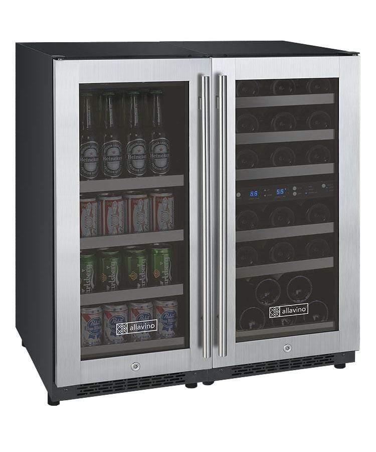 Allavino FlexCount II Tru-Vino 30 Bottle/88 Can Three Zone Stainless Steel Beverage/Wine Fridge 3Z-VSWB15-3S20 I Luxury Appliances Direct
