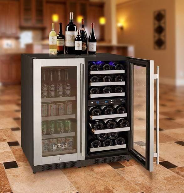 Allavino FlexCount II Tru-Vino 30 Bottle/88 Can Three Zone Stainless Steel Beverage/Wine Fridge 3Z-VSWB15-3S20 I Luxury Appliances Direct