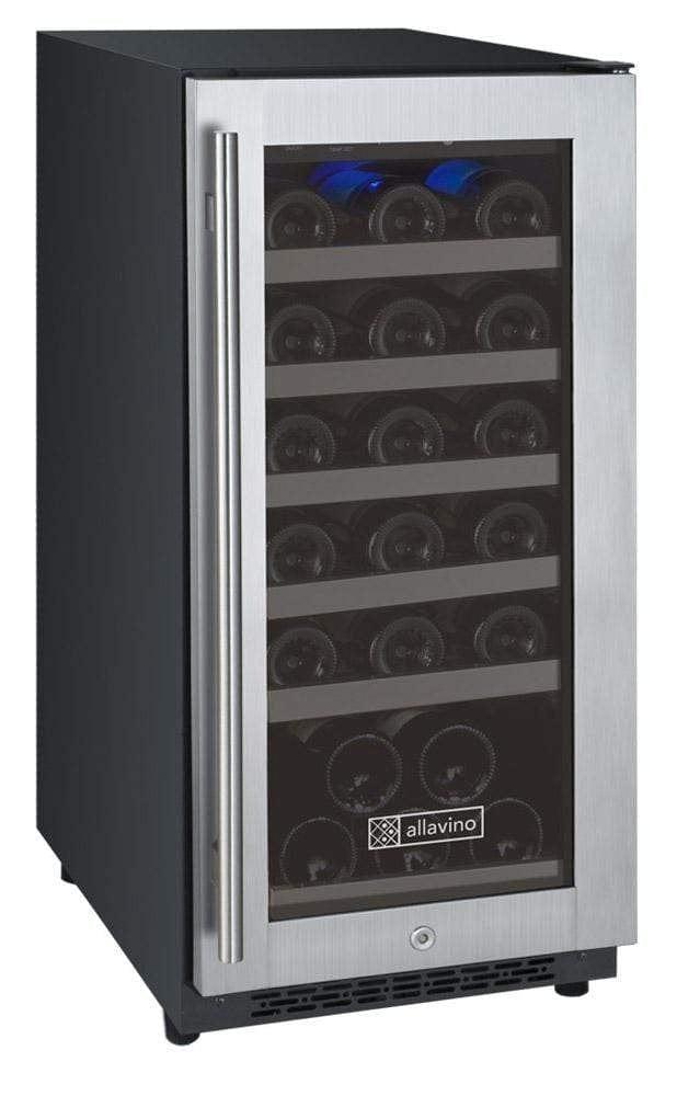 Allavino FlexCount II Tru-Vino 30 Bottle Single Zone Stainless Steel Left Hinge Wine Fridge VSWR30-1SL20 I Luxury Appliances Direct