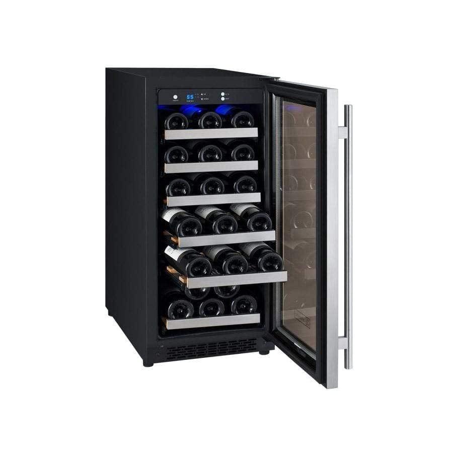 Allavino FlexCount II Tru-Vino 30 Bottle Single Zone Stainless Steel Right Hinge Wine Fridge I Luxury Appliances Direct