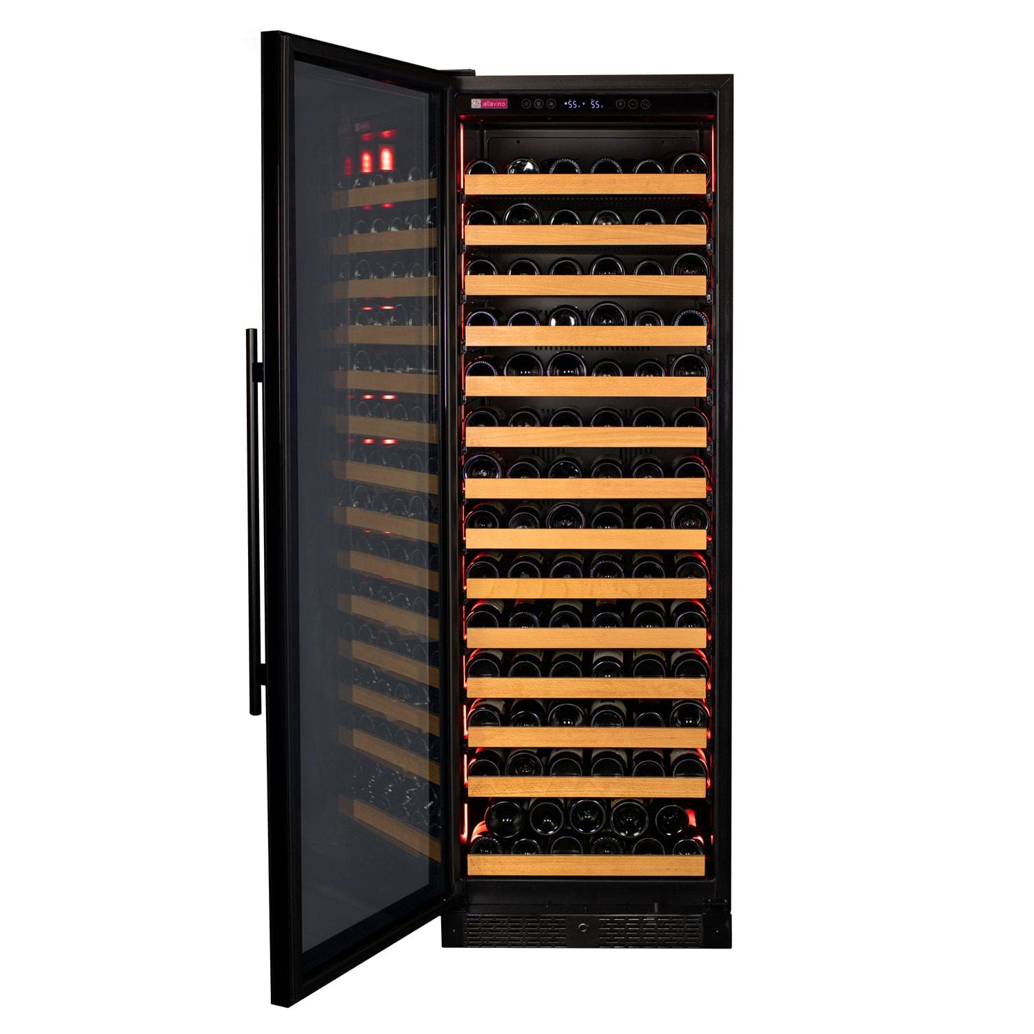 Allavino Reserva 163 Bottle Black Glass Left Hinge Wine Cooler VSW16371S-1BGL I Luxury Appliances Direct