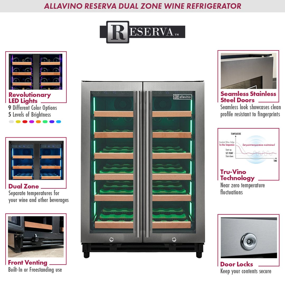 Allavino Reserva Series 36 Bottle Dual Zone Wine Refrigerator VSW3634FD-2S