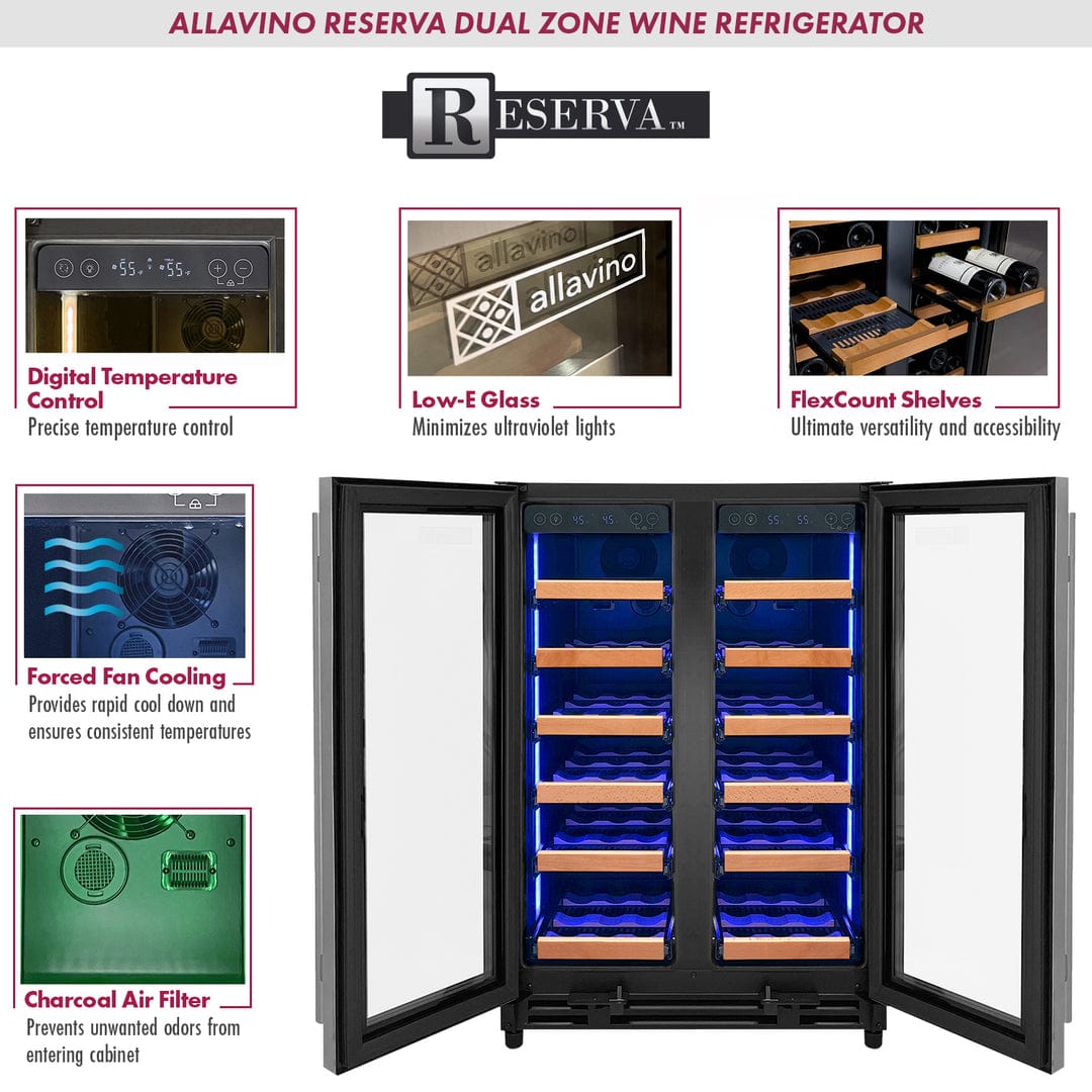 Allavino Reserva Series 36 Bottle Dual Zone Wine Refrigerator VSW3634FD-2S