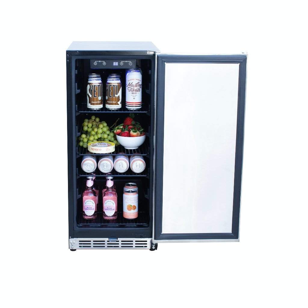 American Made Grills AMG 15" Outdoor Rated Fridge w/Glass Door SSRFR-15G I Luxury Appliances Direct