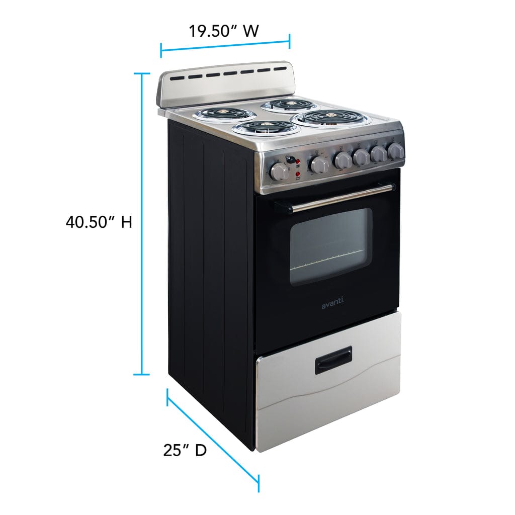 Avanti 20-inch Electric Range Oven with Framed Glass Door
