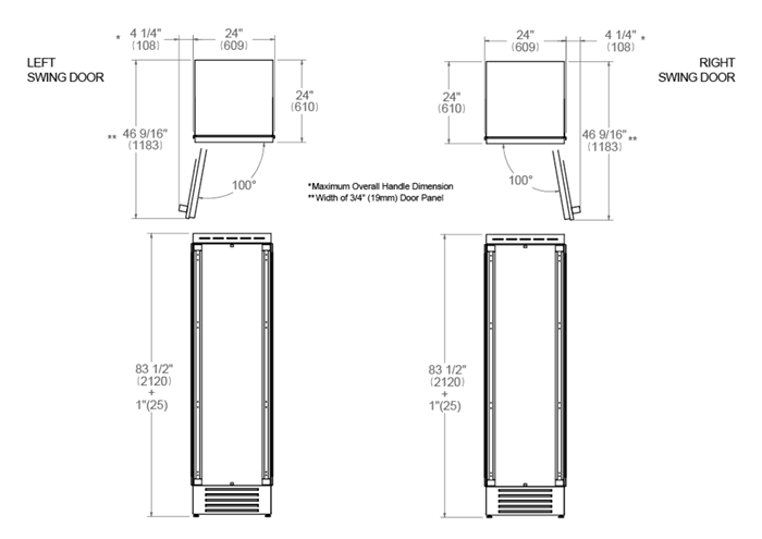 Bertazzoni 24 inch Right Door Built-in Freezer With Automatic Ice Maker REF24FCIPRR/23 I Luxury Appliances Direct
