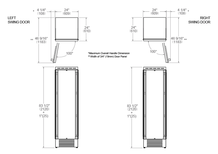 Bertazzoni 24 inch Left Door Built-in Refrigerator REF24RCPRL/23 I Luxury Appliances Direct