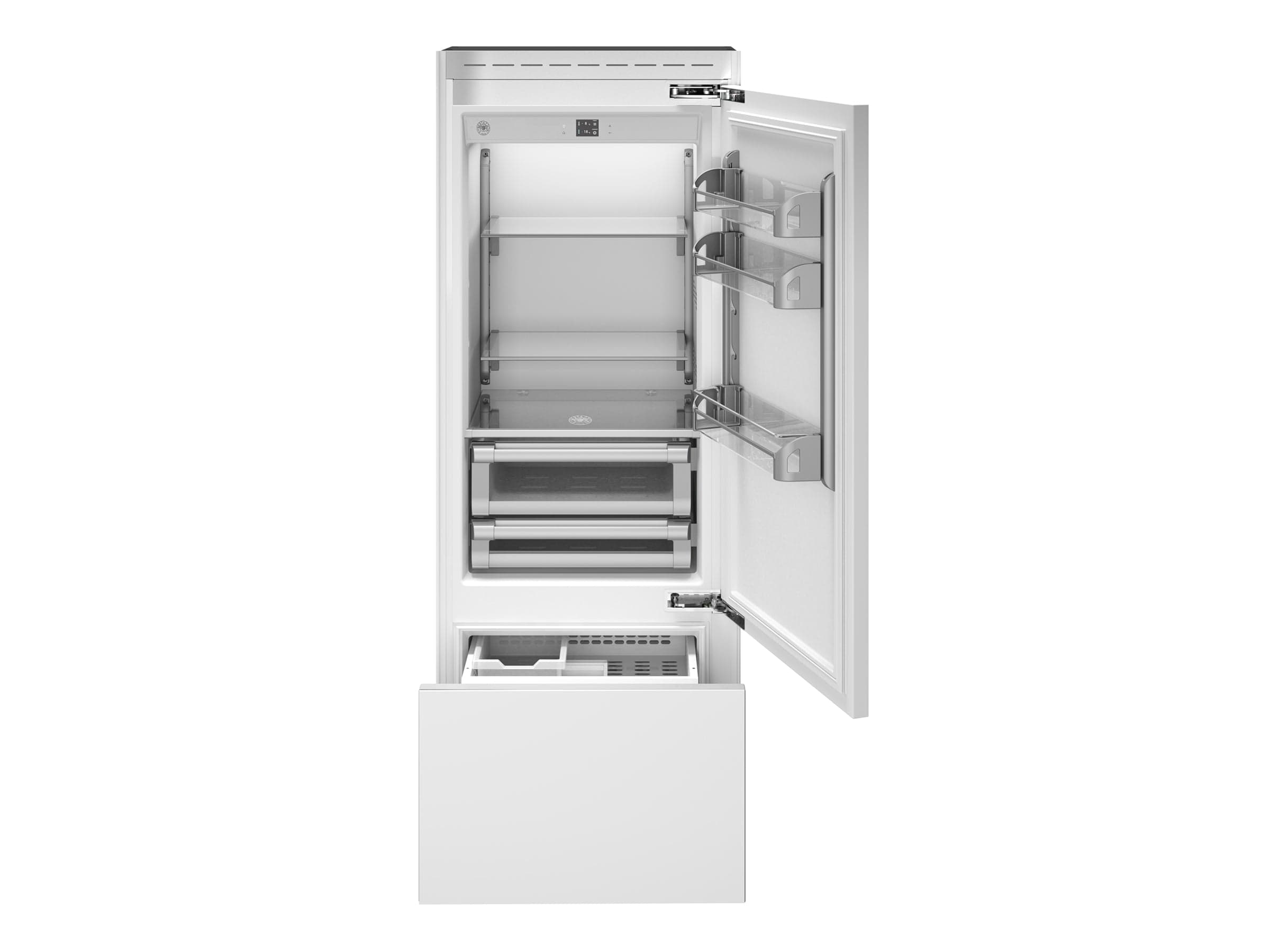 Bertazzoni 30 inch Right Door Built-In Bottom Mount Refrigerator With Ice Maker REF30BMBIPRT I Luxury Appliances Direct