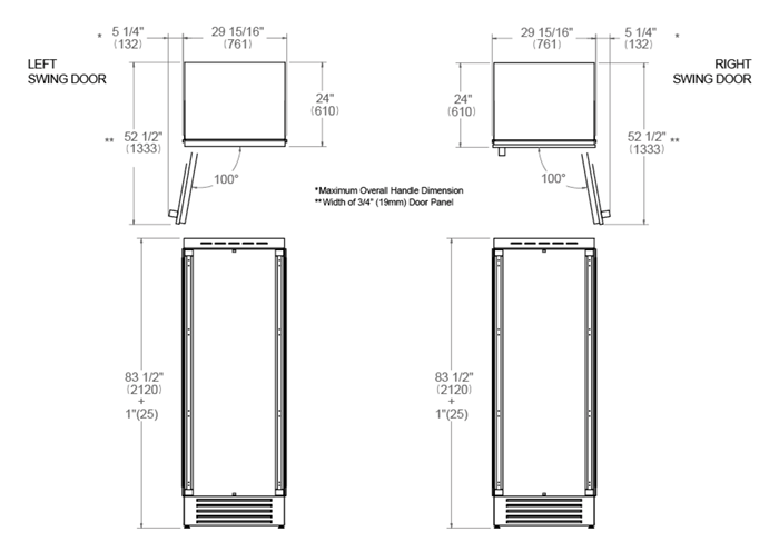 Bertazzoni 30 inch Left Door Built-in Freezer REF30FCIPRL/23 I Luxury Appliances Direct