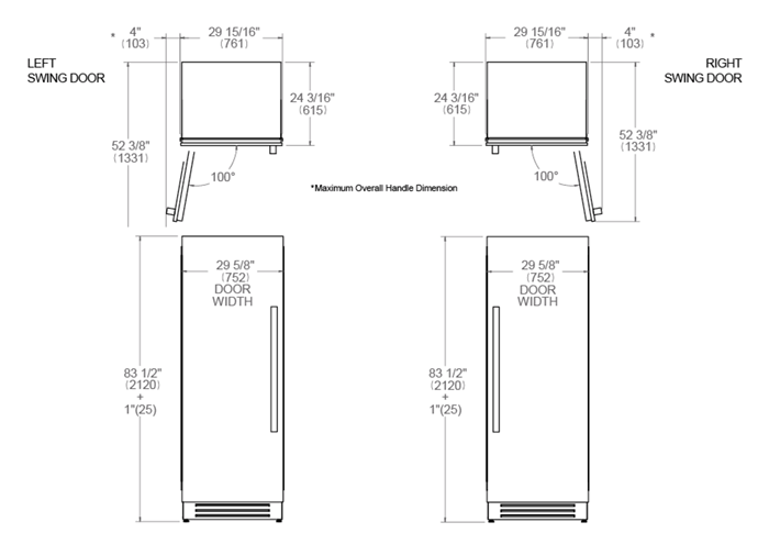 Bertazzoni 30 inch Right Door Stainless Steel Built-in Freezer REF30FCIPIXR/23 I Luxury Appliances Direct