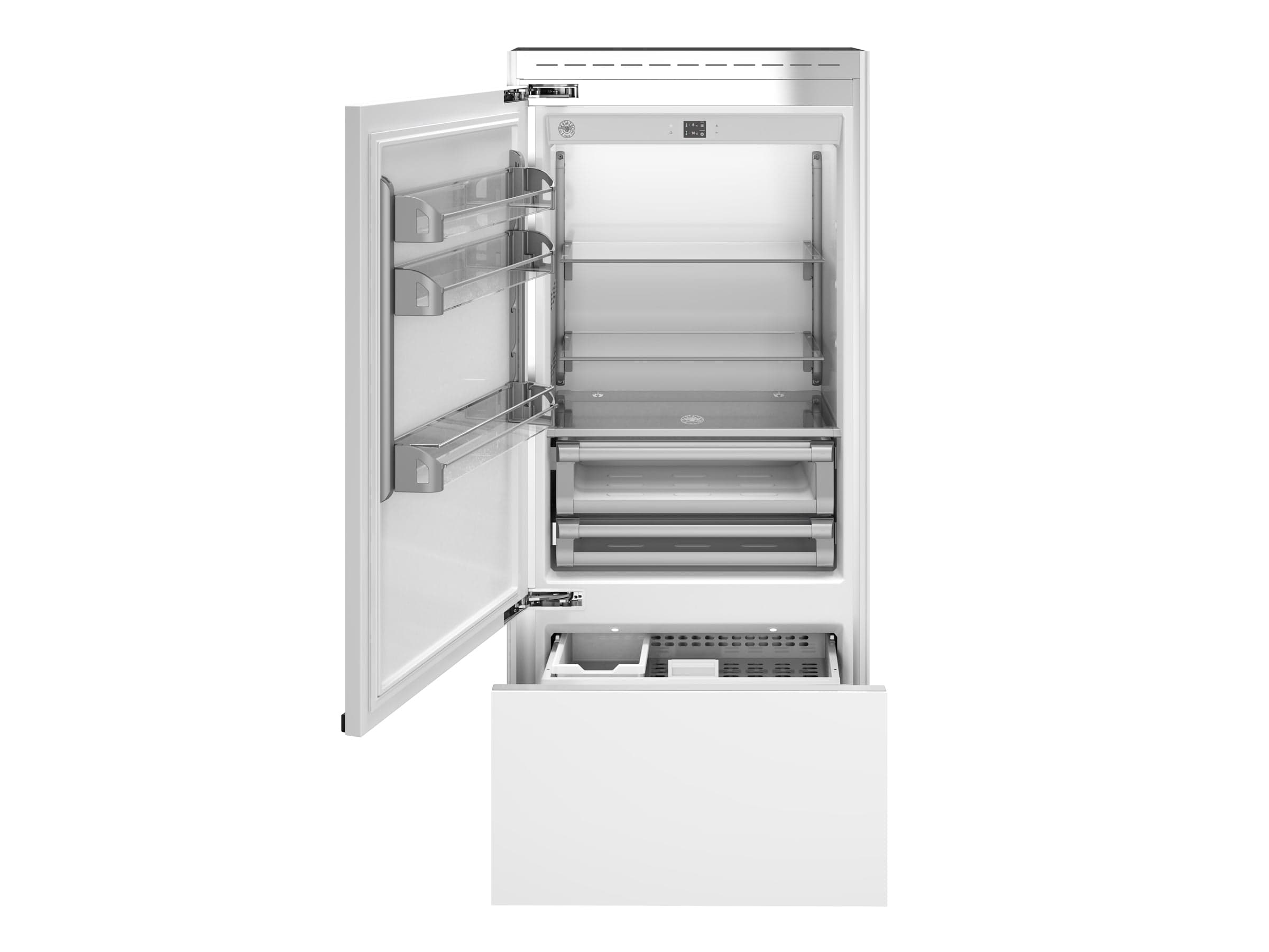 Bertazzoni 36 inch Left Door Built-In Bottom Mount Refrigerator REF36BMBIPLT I Luxury Appliances Direct
