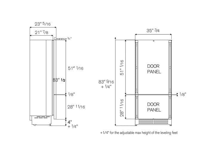 Bertazzoni 36 inch Reversible Door Built-In Bottom Mount Refrigerator REF36BMBZPNV I Luxury Appliances Direct