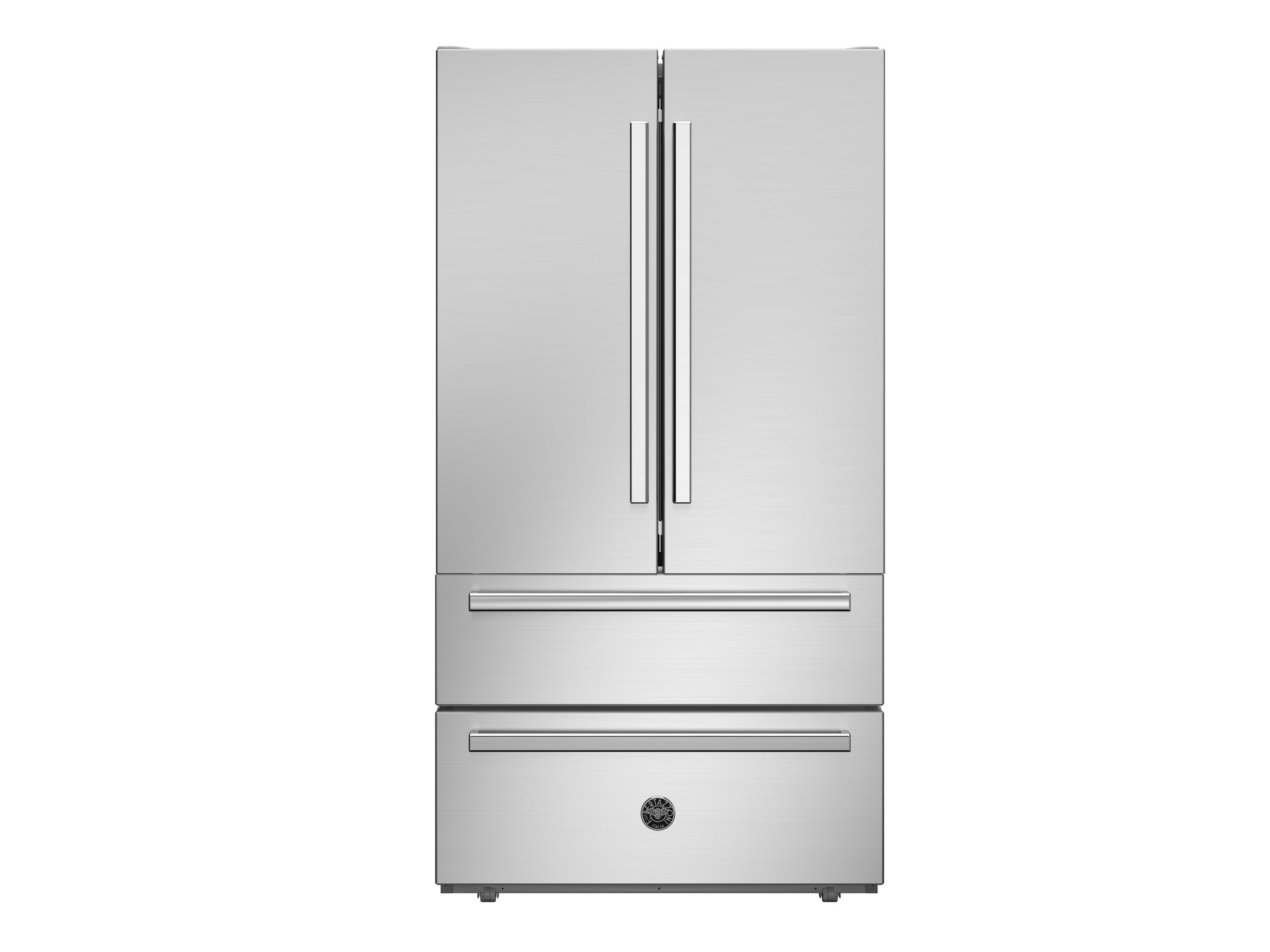 Bertazzoni 36 inch Stainless Steel Freestanding French Door Refrigerator REF36FDFIXNV I Luxury Appliances Direct