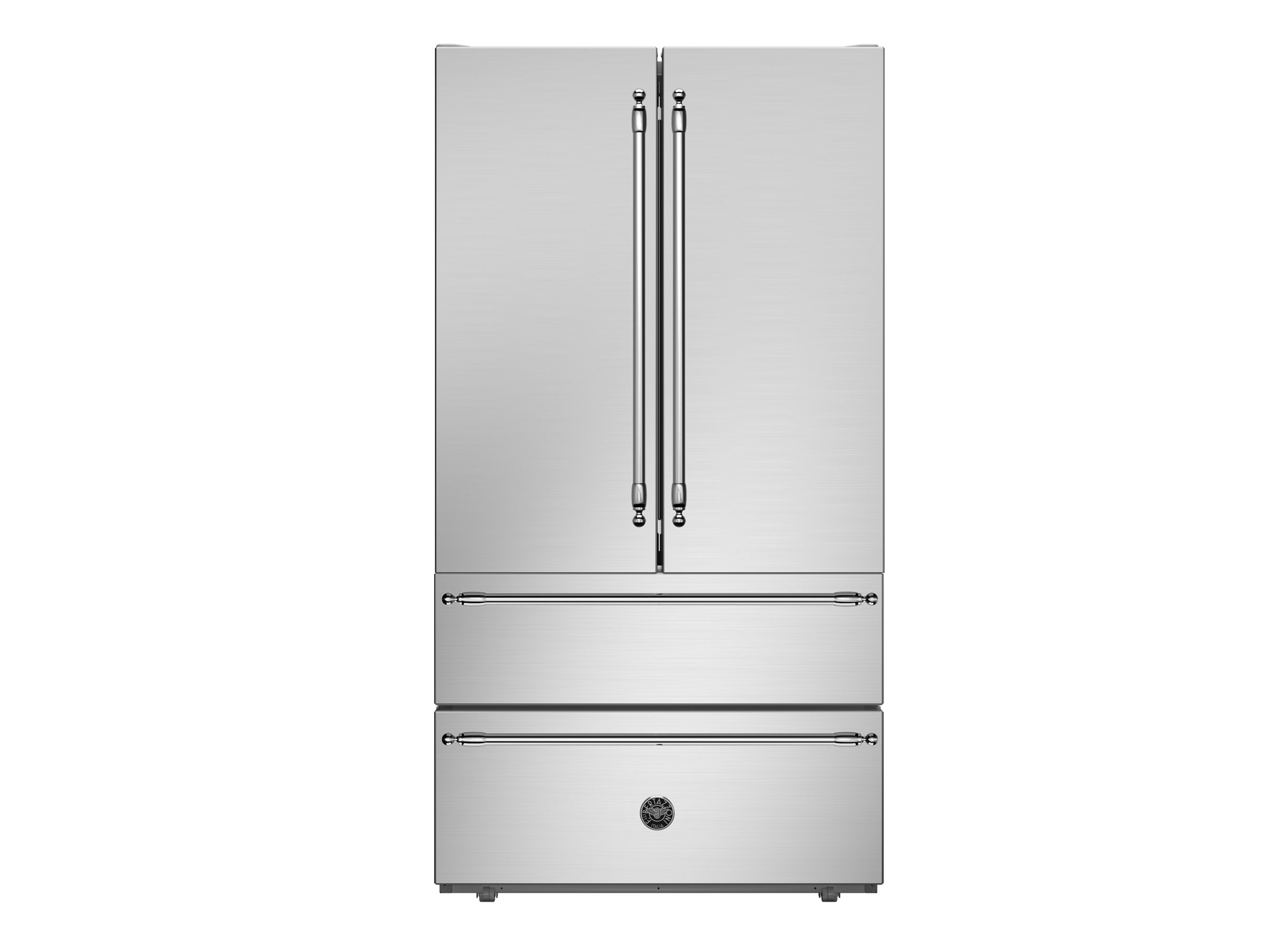 Bertazzoni 36 inch Stainless Steel Freestanding French Door Refrigerator REF36FDFIXNV I Luxury Appliances Direct