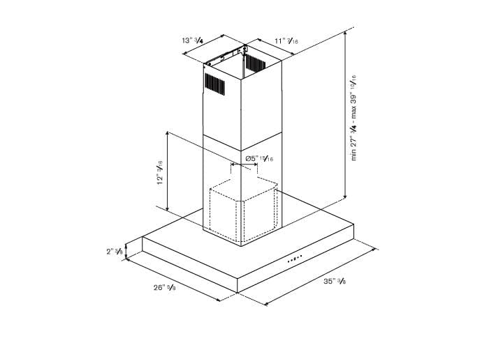 Bertazzoni 36 inch Stainless Steel T-Shape Island Mount Hood With 600 CFM Motor KTI36XT I Luxury Appliances Direct