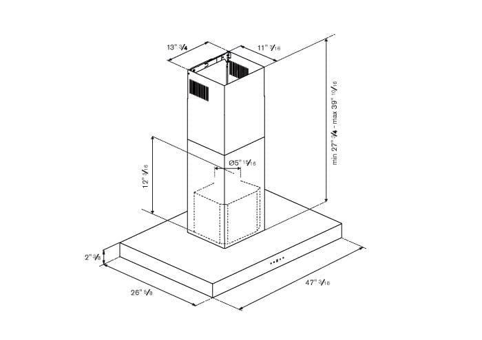 Bertazzoni 48 inch Stainless Steel T-Shape Island Mount Hood With 600 CFM Motor KTI48XT I Luxury Appliances Direct