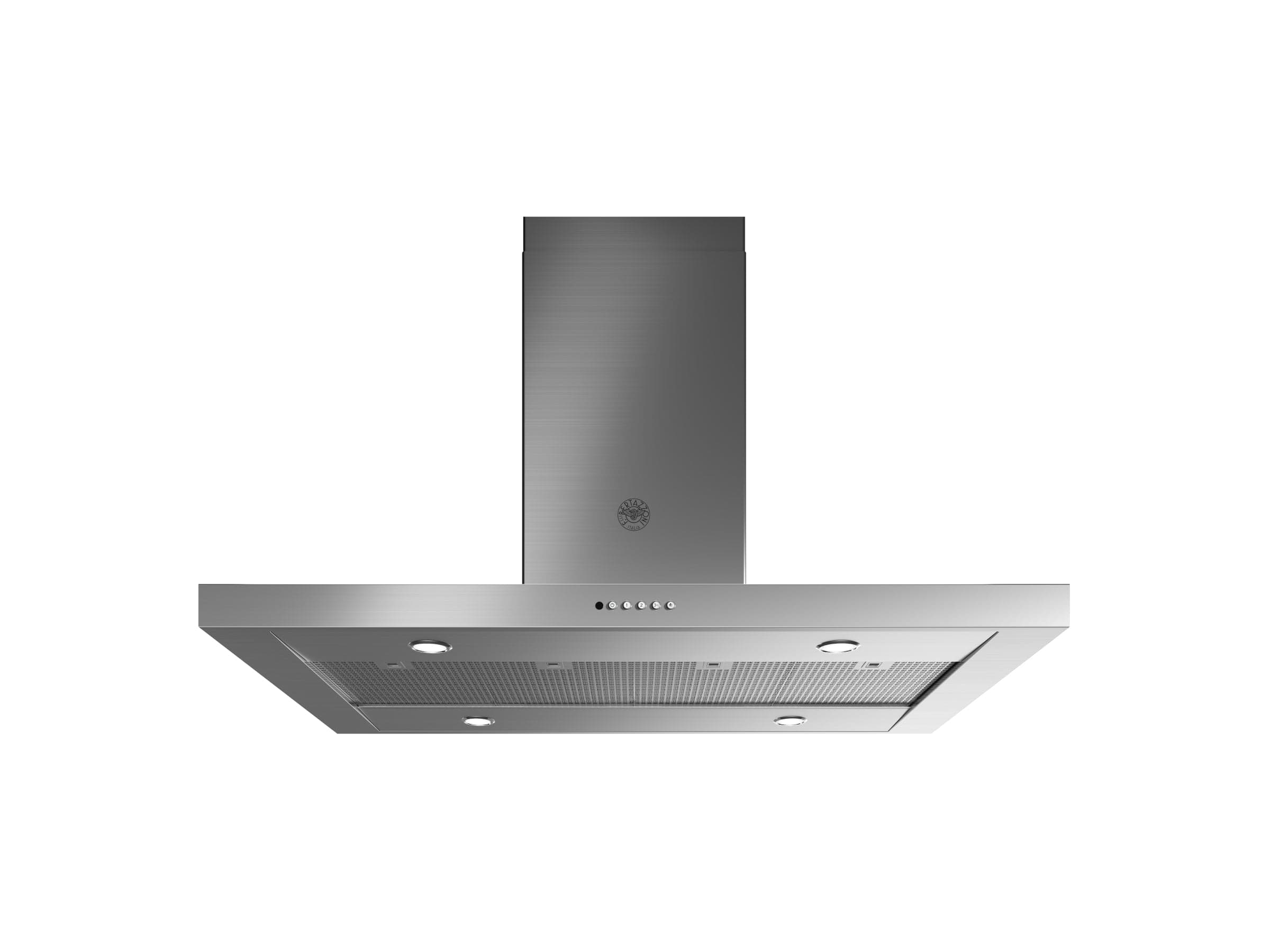 Bertazzoni 48 inch Stainless Steel T-Shape Island Mount Hood With 600 CFM Motor KTI48XT I Luxury Appliances Direct