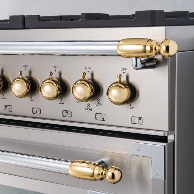 Bertazzoni Collezione Metalli Gold Decor Set DSHERTKHGO I Luxury Appliances Direct