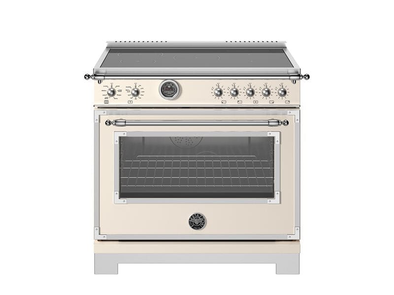 Bertazzoni 36 inch Heritage Series 5 Heating Zones Avorio Freestanding Induction Range HER365ICFEPAVT I Luxury Appliances Direct