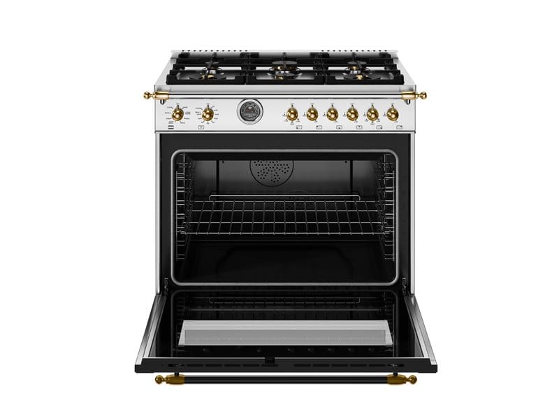 Bertazzoni Heritage Series 36 inch Dual Fuel 6 Brass Burner Ranges