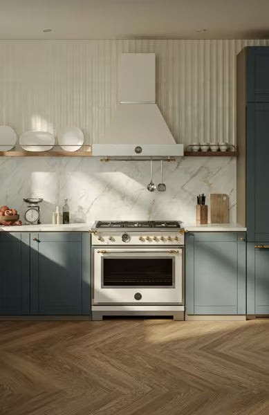 Bertazzoni Heritage Series 36 inch Dual Fuel 6 Brass Burner Ranges