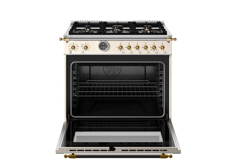 Bertazzoni Heritage Series 36 inch Dual Fuel 6 Brass Burner Ranges