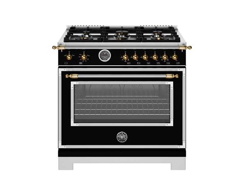 Bertazzoni Heritage Series 36 inch Gold Accent 6 Brass Burners Gas Ranges