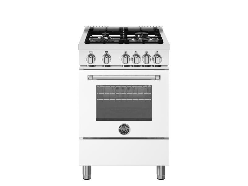Bertazzoni Master Series 24" 4 Aluminum Burners Bianco Matt Freestanding All Gas Range With 2.5 Cu.Ft. Oven MAS244GASBIV I Luxury Appliances Direct