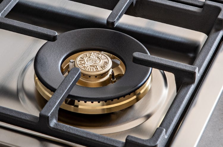 Bertazzoni Master Series 30" 4 Brass Burners Stainless Steel Drop-in Gas Cooktop MAST304QBXT I Luxury Appliances Direct
