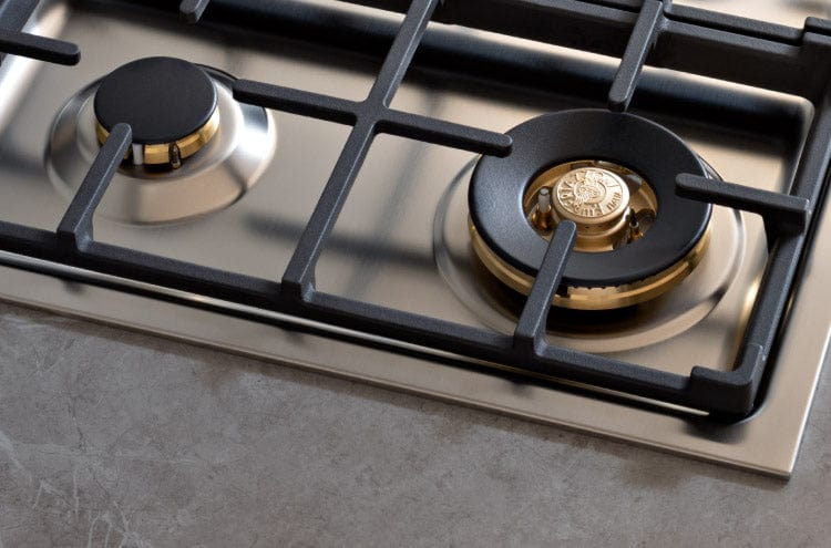 Bertazzoni Master Series 30" 4 Brass Burners Stainless Steel Drop-in Gas Cooktop MAST304QBXT I Luxury Appliances Direct