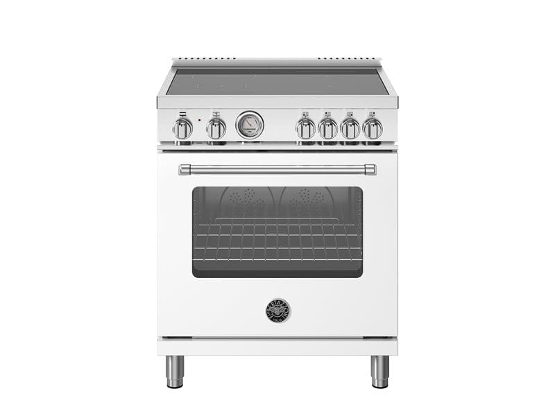 Bertazzoni Master Series 30" 4 High-Power Heating Zones Bianco Matt Freestanding Induction Range With 4.7 Cu.Ft. Electric Oven MAS304INMBIV I Luxury Appliances Direct