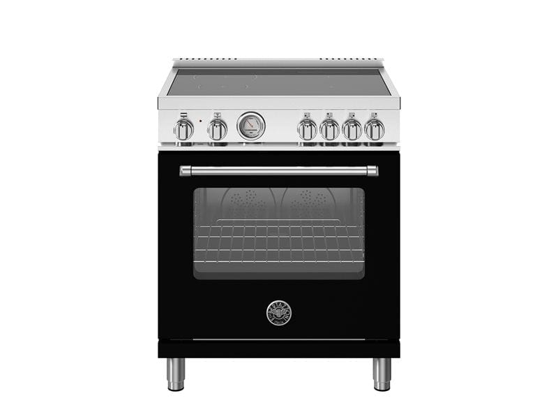 Bertazzoni Master Series 30" 4 High-Power Heating Zones Nero Matt Freestanding Induction Range With 4.7 Cu.Ft. Electric Oven MAS304INMNEV I Luxury Appliances Direct