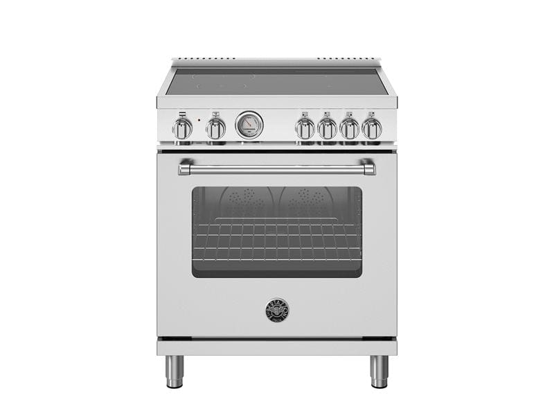 Bertazzoni Master Series 30" 4 High-Power Heating Zones Stainless Steel Freestanding Induction Range With 4.7 Cu.Ft. Electric Oven MAS304INMXV I Luxury Appliances Direct