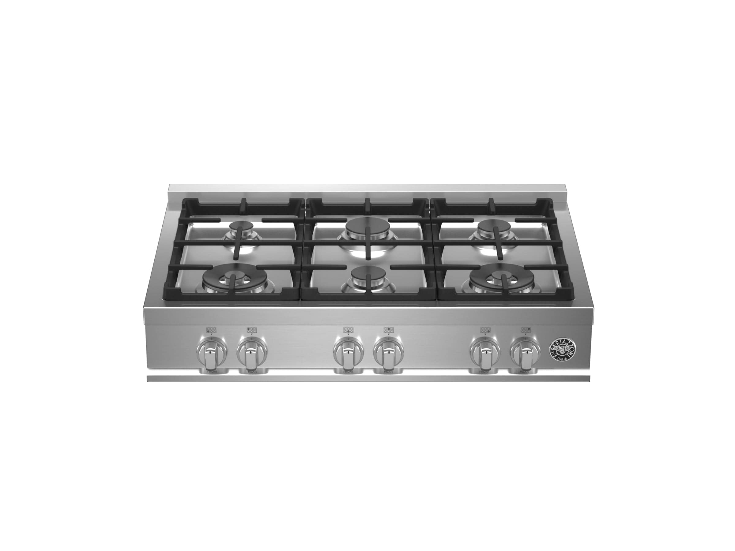 Bertazzoni Master Series 36" 6 Aluminum Burners Stainless Steel Gas Rangetop MAST366RTXE I Luxury Appliances Direct