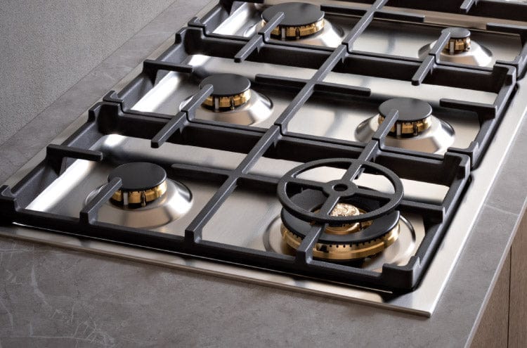 Bertazzoni Master Series 36" 6 Brass Burners Stainless Steel Drop-in Gas Cooktop MAST366QBXT I Luxury Appliances Direct