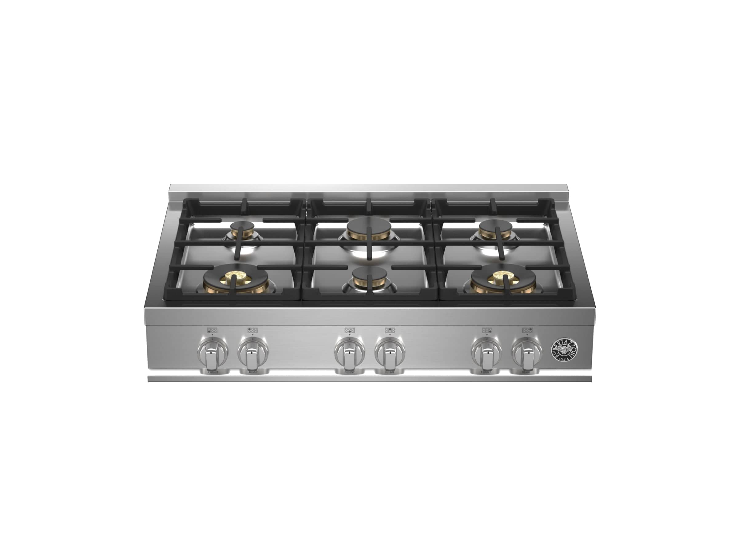 Bertazzoni Master Series 36" 6 Brass Burners Stainless Steel Gas Rangetop MAST366RTBXT I Luxury Appliances Direct
