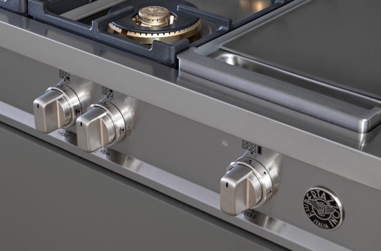 Bertazzoni Master Series 48" 6 Brass Burners Stainless Steel Gas Rangetop With Electric Griddle MAST486GRTBXT I Luxury Appliances Direct