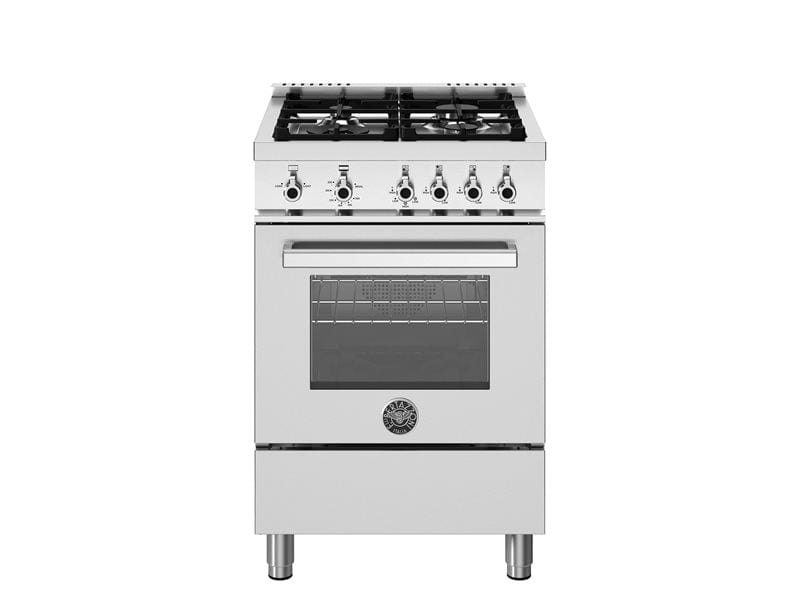 Bertazzoni Professional Series 24" 4 Aluminum Burners Stainless Steel Freestanding All Gas Range With 2.5 Cu.Ft. Oven PRO244GASXV I Luxury Appliances Direct