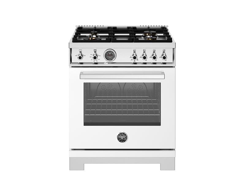 Bertazzoni Professional Series 30" 4 Brass Burners Bianco Freestanding All Gas Range With 4.7 Cu.Ft. Gas Oven PRO304BFGMBIT I Luxury Appliances Direct