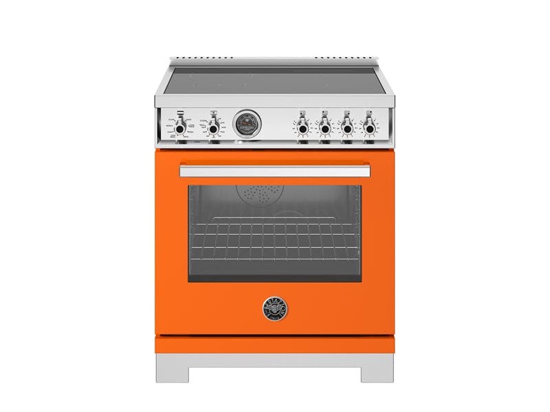 Bertazzoni Professional Series 30" 4 Heating Zones Arancio Freestanding Induction Range With 4.6 Cu.Ft. Self-Clean Oven PRO304IFEPART I Luxury Appliances Direct